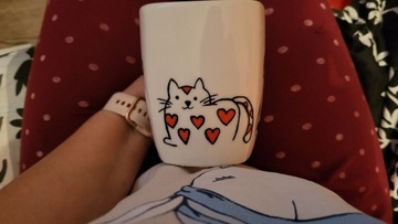 Kubek ceramiczny ręcznie malowany w kotki