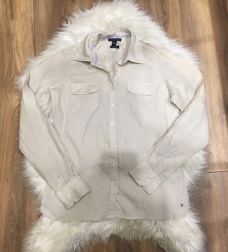 Beżowa lniana koszula Tommy Hilfiger XS