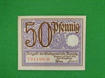 Gdańsk 50 Fenigów 1919 St.1-