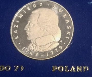 Moneta 100 zł KAZIMIERZ PUŁASKI,EMISJA 1976,AG625 