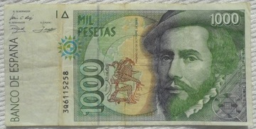 Hiszpania 1000 peset 1992 H. Cortes & F. Pizarro