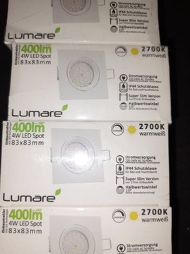 Lumare LED wpuszczany Spot 4W 83x83mm IP44 2700K 