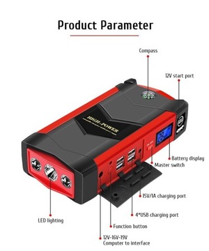 Urządzenie rozruchowe-Power bank wielofunkcyjne 