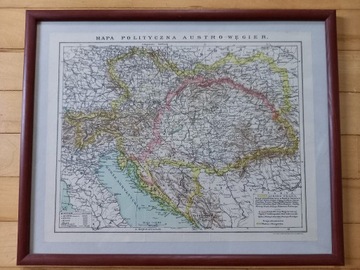 Mapa Polityczna Austro-Węgier oprawiona dwustronna
