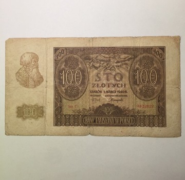 Bankn.100 zł-1940r,zn.profil głowy starca,190x106