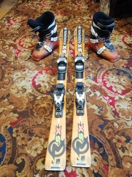 Narty rossignol 120cm +buty salomon kask kije