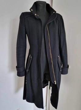 ZARA czarny ciepły płaszcz damski klasyczny M 38