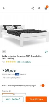  łóżko podwójne drewniane Dallas 140x200 białe
