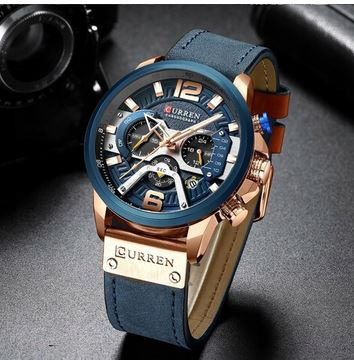 Luksusowa marka CURREN zegarek męski z paskiem