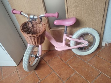 Rowerek biegowy bikloon - różowy, koszyczek 