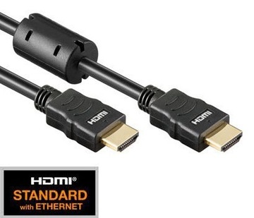 SCHRACK Kabel HDMI 1.4, 5m, 2xHDMI19, złoty/feryt