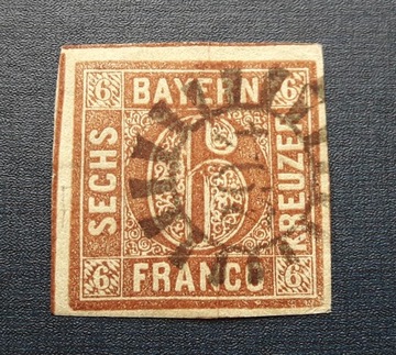 Znaczek Niemcy Bayern 1850 kasowany