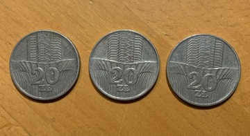 Monety 20 zł 1973,1974,1976 rok PRL