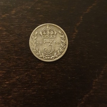 3 pensy 1899 / 3 pence 1899 srebro wielka brytania