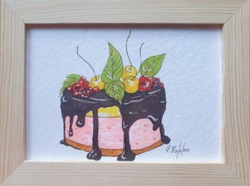 Obraz ręcznie malowany "Tort" +rama