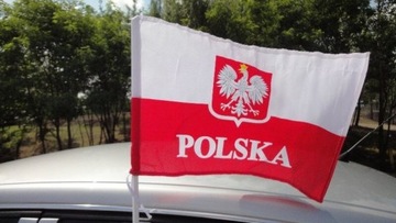 100 sztuk Flaga Polski z uchwytem na samochód 