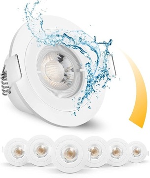 Reflektor punktowy LED do zabudowy, 6,5 W 6szt