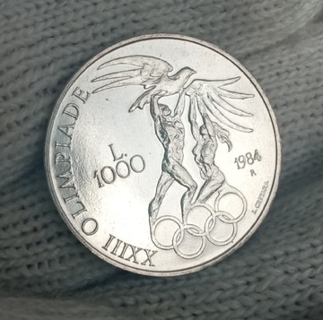 Srebrna moneta San Marino 1000 Lirów 