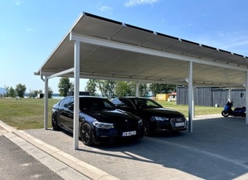 CARPORT FOTOWOLTAICZNY WIATA SOLARNA 2 AUTA ALU