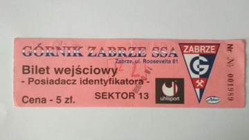 Bilet Górnik Zabrze - Odra Wodzisław Śl. 1998 r.