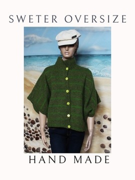  Zielony Sweter Vintage**Hand Made Wełna**uniwers