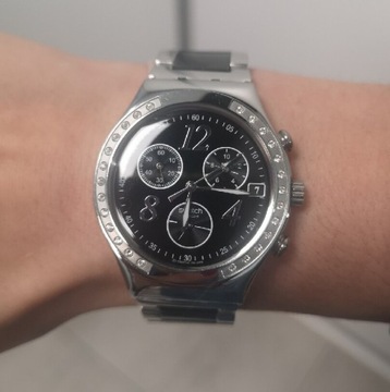 Zegarek swatch irony chrono srebrny czarny 