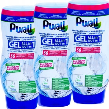 Żel do zmywarki Purall 720ml 36 3 szt.