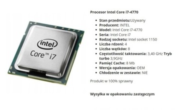 Procesor Intel Core i7-4770 4 x 3,4 GHz
