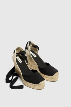 Czarne espadryle na koturnie Pull&Bear koturny 37