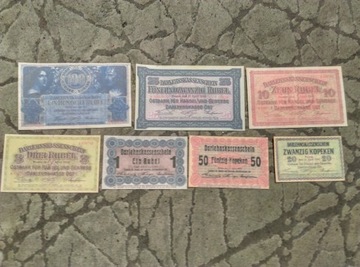 zestaw 7 banknotów 1918 WSCHODNIA OKUPACJA POZNAŃ