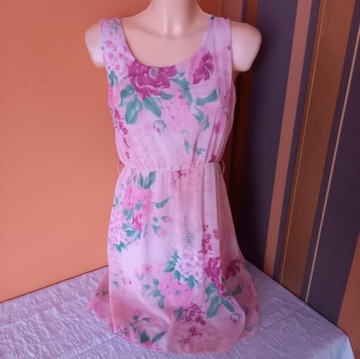 różowa sukienka w kwiaty  