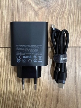 Ładowarka Baseus USB + USB-C 30W + kabel, czarny