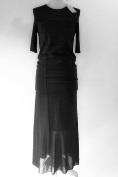 długa sukienka czarna XS tiul COS rozkloszowana poniżej kolan "syrenka"