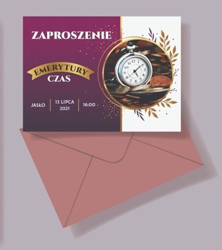 Zaproszenie na emeryturę 14x11,5cm z PERSONALIZACĄ