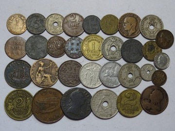 Zestaw 32 monety do 1955 roku ciekawy mix-L020