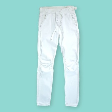 Damskie Białe Spodnie Dżinsowe