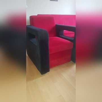 Fotele 2 szt Czerwono-Czarne materiał WELUR