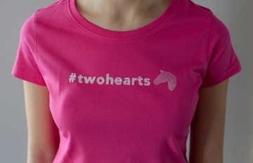 BeRider t-shirt jeździecki TwoHearts XS różowy