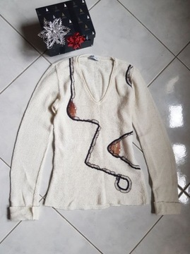 włoski sweter wełniany delikatny ciepły serek 