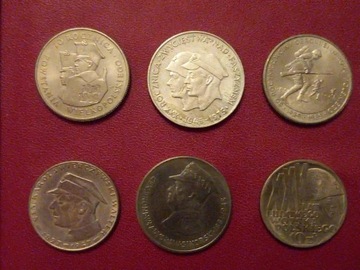 6 monet z żołnierzami 200 zł srebrne i inne PRL