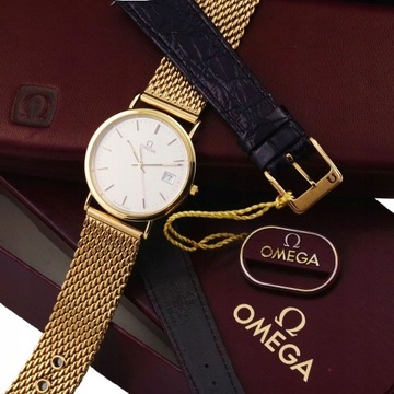 OMEGA zegarek męski LITE ZŁOTO 18K SZAFIR KOMPLET