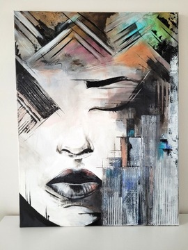 Obraz Kobieta Głowa kobiety 50x70 ręcznie malowany