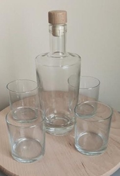 Zestaw  Karafka z Grubego Szkła + 4 szklanki