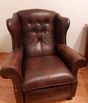Fotel skórzany brązowy 