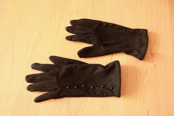 Rękawiczki damskie czarne koraliki perełki