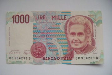 BANKNOT WŁOCHY  1000 LIRE 1990 r.