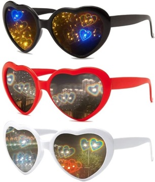  3 Sztuki okularów 3D z efektem serca