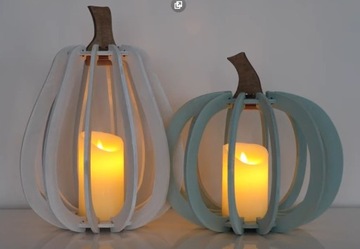 Drewniany lampion dynia na Halloween