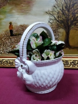 Koszyk porcelanowy z kwiatami 22cm