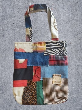 Ręcznie szyta torba torebka patchwork łaty hippie 